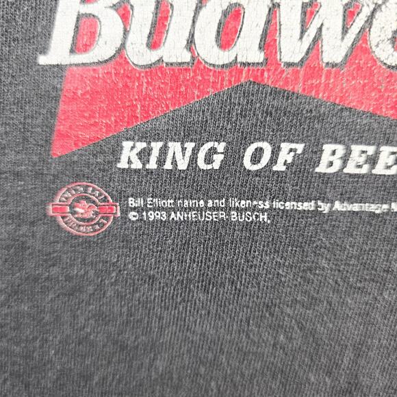 Vintage Nascar Bill Elliott Shirt XL Black Faded Stained Racing 90s Budweiser - Picture 4 of 14
